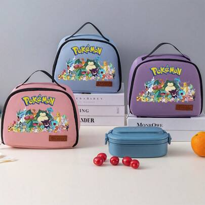 pokemon Borsa termica per il pranzo carina, a tema Pokemon, per bambini - Borsa termica imbottita con foglio di alluminio spesso per trasportare il cibo, adatta a mantenere i pasti caldi durante la scuola, il ritorno a scuola, forniture scolastiche, lavoro e attività all'aperto