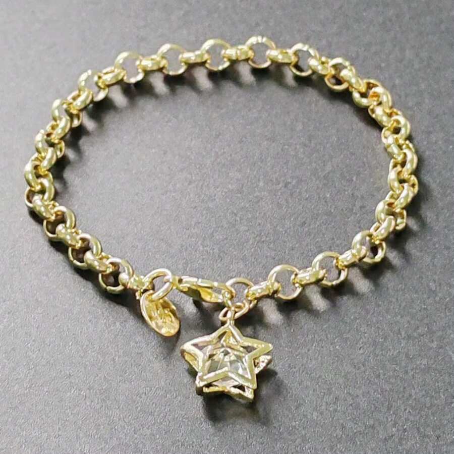 1 pieza Pulsera de plata de ley 925 con pentágono y cristal de circonita, joya de regalo versátil y minimalista de moda para mujeres - Dorado - Ver 1