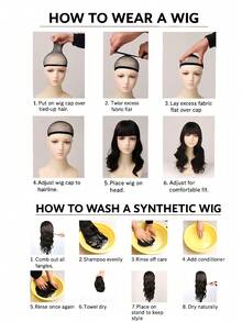Heat Resistant Chemical Fiber Wigs Daily Wear Women Wigs Sweet Cute Wigs Prom Party Wigs Natural Hair - 黑色 - 查看 7