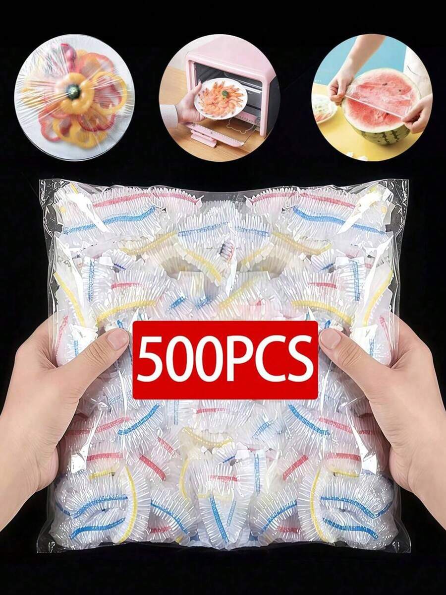 50/100/200/500pcs Disposable Food Wrap, Keeps Leftover Food Fresh, Elastic & Self-Sealing, Suitable For Covering Bowls & Dishes, Household Use
