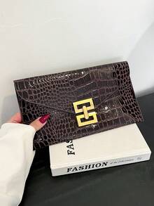 1 Túi cầm tay họa tiết đá giả trơn màu tối giản sang trọng - Cà phê - Xem 4