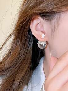 1 对奢华透明串珠双面耳环，适合派对、度假和各种场合 - 無色 - 查看 4