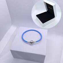 1 件高端女士皮革圆头扣饰皮绳手链系列，适合日常佩戴，适合饰珠，完美的圣诞节情人节礼物