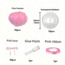 82pcs 20-Inch Balloons With Pink Bows And Pink Feather, Suitable For Outdoor Photography, Valentine's Day Decorations, Family Birthday Parties, Weddings - Trong suốt - Xem 4