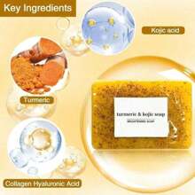 Turmeric & KojicAcid Brightening Soap, DarkSpot Remover, Kojic AcidSoap, Soap Body CareBody Wash Lemon FlawlessOrganic Moisturize Friend Turmeric Soap Bar Turmeric Kojic Soap Body Wash