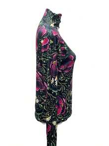 2024 Spring/Autumn Floral Print Long Sleeve Women's T-Shirt, Slim Fit Layering Turtleneck Top - Multicolor - View 3