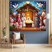 1pc 2D Christmas Scene Backdrop, Suitable For Photography, Party And Christmas Decoration, Birthday Celebration, Holiday Background Decor, Photo Booth Prop, Party Banner, Wedding Decoration, Party Supplies - Multicolor - View 4