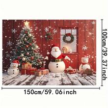 2D 1pc Christmas Backdrop - Santa Claus, Snowman, Christmas Tree, Gifts, Wreath & Cabin Pattern, No Power Needed, Durable Polyester Material, Indoor/Outdoor Holiday Party, Photo Booth, Home Decor, Cozy Winter Scene, 2D Flat Design, Suitable For Christmas Celebration & Warm Atmosphere