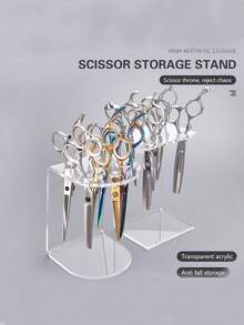 5/6 Holes Transparent Acrylic Scissor Holder Desk Organizer Rack For Hairdressing Salon, Barber Shop - Multicolor - View 1