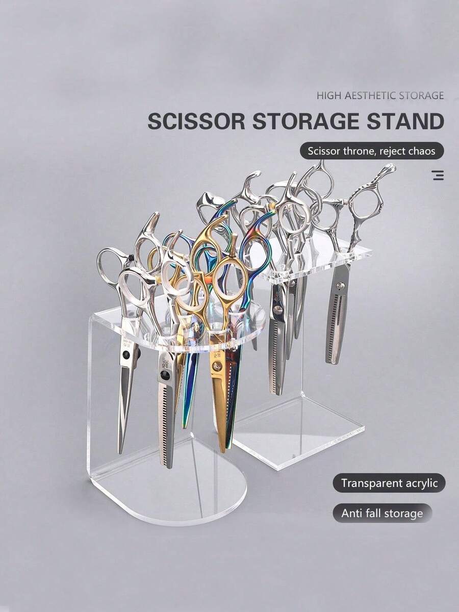 5/6 Holes Transparent Acrylic Scissor Holder Desk Organizer Rack For Hairdressing Salon, Barber Shop - Multicolor - View 1