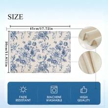 6pcs Blue And White Porcelain Pattern Placemats, 100% Polyester Woven, Size 12"X18"/30cm X 45cm, Machine Washable, Heat Resistant, Stain Proof, Waterproof, Easy To Clean, Suitable For Tabletop Decor, Dish Protection, Gifts, Party Decoration, Kitchen And Living Room Decor. - Blue - View 4
