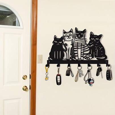 Cute And Chic Cat-Shaped Metal Wall Hooks For Keys, Coats, Towels And Wallets - Metal Cat Wall Hooks For Entryway And Bathroom Storage, Space-Saving Decorative Organizer Rack For Home, Multi-Function Wall Mounts To Keep Essentials Neatly Displayed, Perfect For Room Decor In Small Spaces, Front Door, Hallway, Laundry Room, Powder Room, Easy To Install With A Playful Cat Design