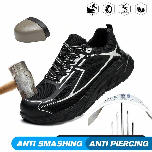 Stahlkappenschuhe für Herren und Damen, leichte Sneaker, modische Arbeitsschuhe, bequem und atmungsaktiv, Zehentennisschuhe