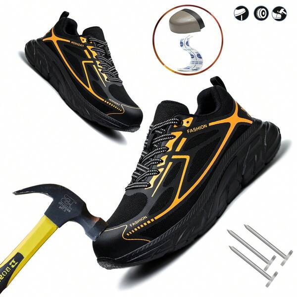 Stahlkappenschuhe für Herren und Damen, leichte Sneaker, modische Arbeitsschuhe, bequem und atmungsaktiv, Zehentennisschuhe