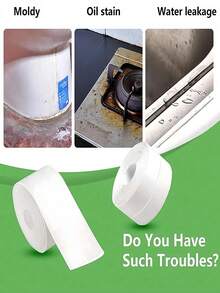 1pc/3pcs/5m White PVC Self-Adhesive Sealing Strip, Waterproof Sealant Tape For Bathroom, Kitchen Sink, Countertop, Bathtub, Bathroom Wall Corner, Home Bathroom Decor, Autumn Decor, Back To School - White - View 6