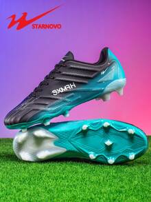 STARNOVO 男士足球鞋，青少年户外运动足球鞋，防滑长钉鞋底，适合足球比赛、训练、竞赛、世界杯和其他运动 - 黑色 - 查看 2