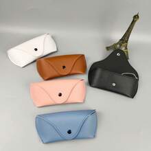 1pc Portable Leather Glasses Case PU Leather Durable Soft Sunglasses Pouch Slim Case For Women Unisex Eyeglass Case Eyewear Accessories(5 Colors For Choose)