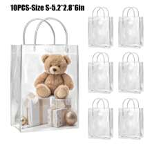 20pcs Transparent PVC Handbag, Holiday Birthday Candy Flower Petal Gift Bag, PVC Jelly Cosmetic Handbag, Holiday Party Handbag, Holiday Gift Bag, Reusable Transparent Handbag, Small Business Supplies, Best Value Items, Shopping Bag, Party Bag, Wedding Birthday Party Gift Bag, Handmade Handbag, Party Favors, Cheapest Items Available - Clear - View 14