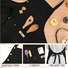 Funny Chef Apron For & - Adjustable Cooking Apron With "Whatever Happens We're Eating It" Slogan & /Fork Design - Heavy-Duty BBQ Apron, One Size Fits All - Ideal Gift For Dad, Mom, Chefs (Black/White) - Đen- - Xem 5