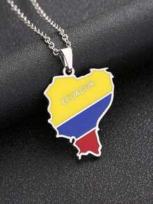 1 chiếc mặt dây chuyền hình bản đồ Ecuador và Thổ Nhĩ Kỳ bằng thép không gỉ thời trang unisex, trang sức phong cách punk, thích hợp làm quà tặng trang sức và thể hiện phong cách thời trang. - Nhiều màu - Xem 3