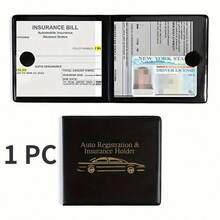 1PC PU Leather Vehicle Document Wallet Holder With Clear Pocket - Organizes Car Insurance, Registration Card, And Auto Documents - Ideal Gift For Men, Car, Truck, Motorcycle, And Trailer Owners
