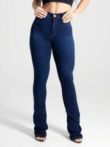 Women Jeans - 中等水洗藍 - 查看 1