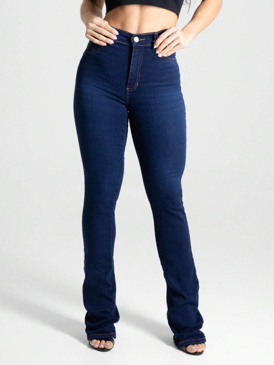 Women Jeans - 中等水洗藍 - 查看 1