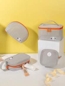 Nueva bolsa de malla compuesta de 3 capas de colores múltiples, bolsa de malla compuesta de 3 capas, bolsa de cosméticos con tapa abatible para vacaciones, bolsa de almacenamiento de cosméticos de gran capacidad, ideal para viajes de vacaciones, playa, dormitorio de estudiantes, bolsa de almacenamiento de cables de datos y artículos de tocador, bolsa de viaje para vacaciones, bolsa de maquillaje para la escuela, bolsa de tocador para cruceros para mujeres