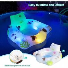 Inflatable Pool Floats Chair With Color Changing Light Solar Powered Water Floats For Adults With 2 Cup Holders 2 Armrests Beach Float Pool Sofa Pool Raft Lounge Pool Floaties For Adult - 1Pc - 查看 5