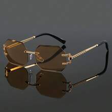 Unisex Fashion Frameless Metal Glasses, Suitable For Daily Wear, Perfect Gift For Mother's Day, Father's Day, And Family Gatherings, Ideal For Y2K Style - Đen - Xem 8