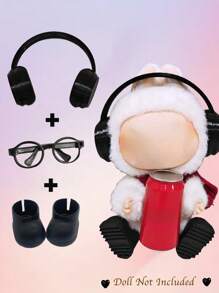 3pcs Doll Plastics Headphones Glasses Shoes For Labubu, Perfect DIY Fashion Gift Set For Teens, Students, Teachers, Bridesmaids & Friends | Ideal For Festivals, School Events, Holidays, Halloween, Autumn & Winter Celebrations, Christmas Decorations & Gifts | Great For Summer Vacations, Back To School, Outdoor Travel, Weddings, Family Trips & Travel Essentials (Doll Not Included)