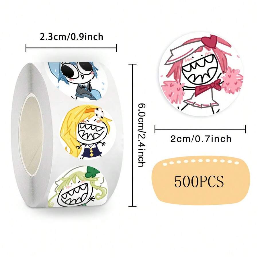 500pcs/Roll Abstract Stickers, Cute Heart Shaped Reward Stickers For Kids, Sticker Sheets For Decorating Glasses, Notebooks, Phone Cases, Luggage, Refrigerators, Computers, Scrapbooking, DIY, Waterproof & Removable