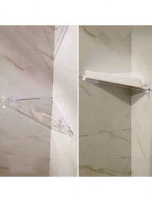 1pc Minimalist High-Quality Home Storage Corner Shelf, Acrylic Wall Mount Bathroom Organizer Rack, Toilet Vanity Shelf, Bathroom Accessories, Room Decor