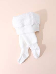 1 pieza Mallas térmicas forradas de felpa gruesa para niños, leggings resistentes y versátiles para uso en invierno por debajo de 5°C