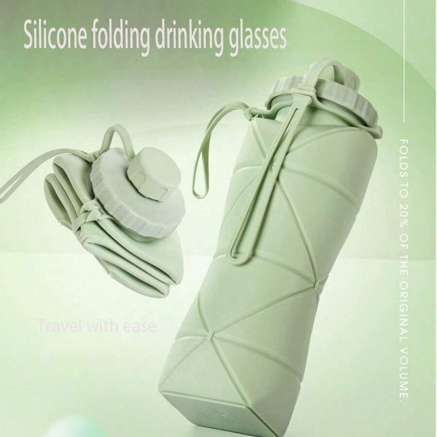 1 pieza Taza de agua plegable de silicona de gran capacidad, resistente a altas temperaturas, para uso al aire libre y viajes, con ligeros defectos