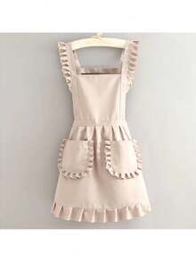 1pc Stylish Korean Apron, Waterproof And Stain Resistant, Apron Cute Lace Skirt Apron,Black Stain Resistant Apron,Sleeveless Apron,For ,Home, Kitchen,Nail Shop,Cooking, Baking, Nail Salon, Women Work Uniform,Coffee Smock,Home Cooking Clean Sleeveless Bib Apron