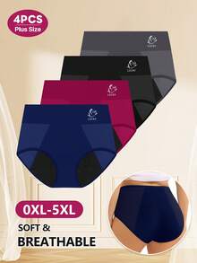 4pcs Plus Size Women's Period Underwear Triangle Physiological Underpants, Leak-Proof, Moisture-Wicking, Sweat-Proof, Breathable Mesh Holes - 彩色 - 查看 5