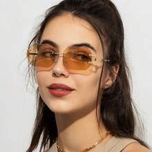 Unisex Fashion Frameless Metal Glasses, Suitable For Daily Wear, Perfect Gift For Mother's Day, Father's Day, And Family Gatherings, Ideal For Y2K Style - Đen - Xem 6