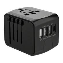 1pc Universal Travel Power Adapter, Travel Universal Plug, 3USB+1Type-C Ports, 110V-240V Input, Power Adapter Computer Accessories, US/EU/UK/AU Plugs, Surge Protection, Suitable For Over 170 Countries/Regions, Essential For Business Trip And Travel, For Computer, Tablet, Laptop