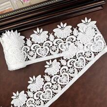 4.33 Inch Wide Retro Embroidered Lace Trim With Lotus Flower Pattern, Suitable For Clothing, Skirts, DIY Projects, Holiday Gifts, Curtain Edges, Hollow Heart Lace 5/3/1 Yard | Elegant Decoration, Fine Retro Embroidery, Intricate Design - White - View 3