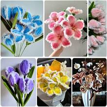 Pipe Cleaners For FlowersNafuXiaJJia 600 Pcs 6-Coloured Flower Stamens For Crafting,200 Pcs Pearls And 1 Roll Fluffy Yarn For Pipe Cleaners Crafting,Bouquet Accessories,Pipe Cleaner Flower Kit - 1 - 查看 5