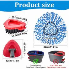 Mop Heads Replacements For O-Cedar RinseClean 2-Tank Spin Mop, Mop Replace Head For O Cedar, Spin Mop Heads For Ocedar Includes 3 Pack Mop Refills, 2 Upgrade Scrub Brush, 1 Mop Base For O-Cedar Mop - cho Ocedar Easywring 1 bình - Xem 11