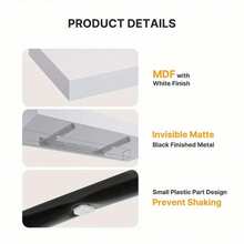 1pc Floating One-Shelf Wall Mounted Storage Rack (With Installation Screws), Creative Wall Decor Shelf For Living Room, Bedroom, Bookshelf, Wall Mounted Display Rack - White - View 6