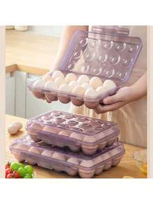 1 قطعة صندوق تخزين بيض محمول 6/15/24 خلية (مع غطاء)، مناسب للنزهات والشواء والتخييم في الهواء الطلق، حامي البيض، أداة صينية بيض للثلاجة المنزلية. سلع منزلية.