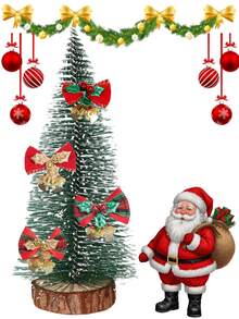 Christmas Tree Decoration Accessories, Suitable For Christmas Decoration, Christmas Party Decoration, Home Decoration, Indoor And Outdoor, Winter Vacation Decoration Products, The Best GiftChDIY Mini Christmas Tree Desktop Decoration, Pine Needle Tree Christmas Decoration, Christmas Dipped White Cedar Small Christmas TreeMini Bow Christmas Tree Decoration, Christmas Gift Box Decoration, Christmas Diy Accessories, Bow Bell Pendant - Multicolor - View 2