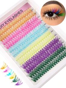 140pcs 7-Color Mixed False Eyelashes, Cluster Lashes, Natural & Thin, Individual Lashes, Suitable For Mother's Day, Music Festivals, Daily Wear, Parties, Stages, DIY Lash Extension At Home - D - View 13