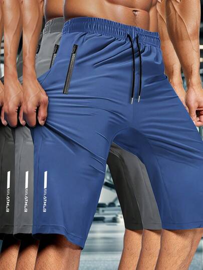 男士夏季七分裤采用高弹力面料制成，配有时尚的抽绳松紧腰带和拉链口袋，适合休闲运动、户外活动和日常穿着，带有反光细节