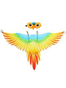 2件套服装派对鹦鹉翅膀披风+仿真鸟头饰派对表演装饰道具，搞怪女装角色扮演成人仙女翅膀+头饰2件套装饰套装，适合重大节日装饰道具小礼物。（红、蓝两色） - 彩色 - 查看 12