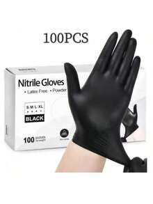 100 Pcs Nitrile Disposable Gloves-Latex Free, Non Rubber Gloves For Cleaning, Cooking, Food Prepping, Professional Protective Gloves(Black/100-Ct Box) - 黑色 - 查看 4
