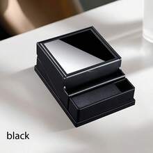 1pc New Design One-Button Automatic Pop-Up Cigarette Box - Black/Red Wood Grain/Carbon Fiber/Walnut Grain/Four Colors Available 40 Cigarettes Large Capacity - Modern And Simple Style ABS Material - Men's Cigarette Box Including Lighter Card Slot, Dad's Gift - This Portable Gift Box Is Very Suitable For Parties, Birthdays, Father's Day